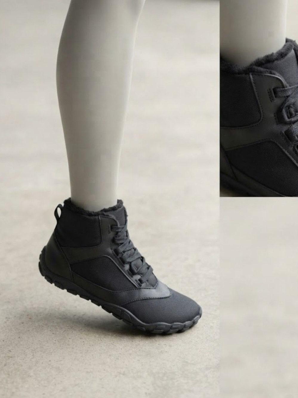 Women's Black Lace-Up Ankle Sneakers